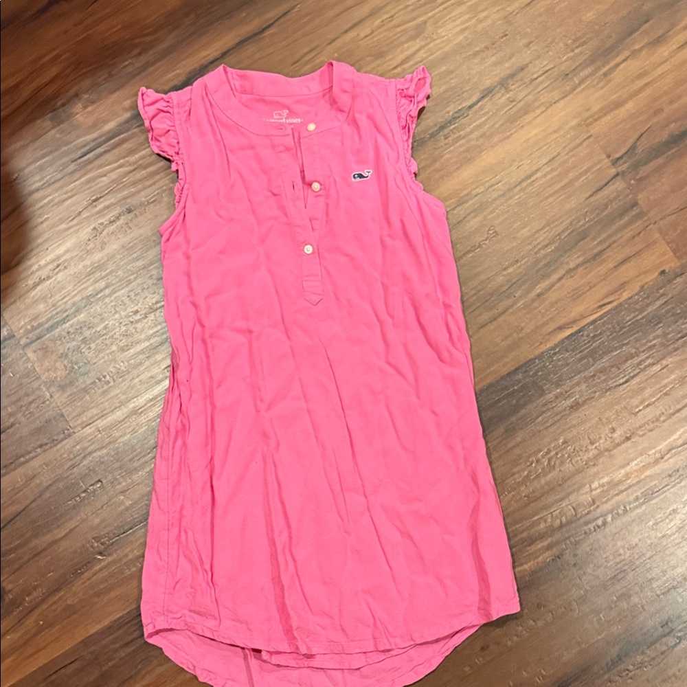 Vineyard Vines Coral Ruffle Sleeve Tunic
